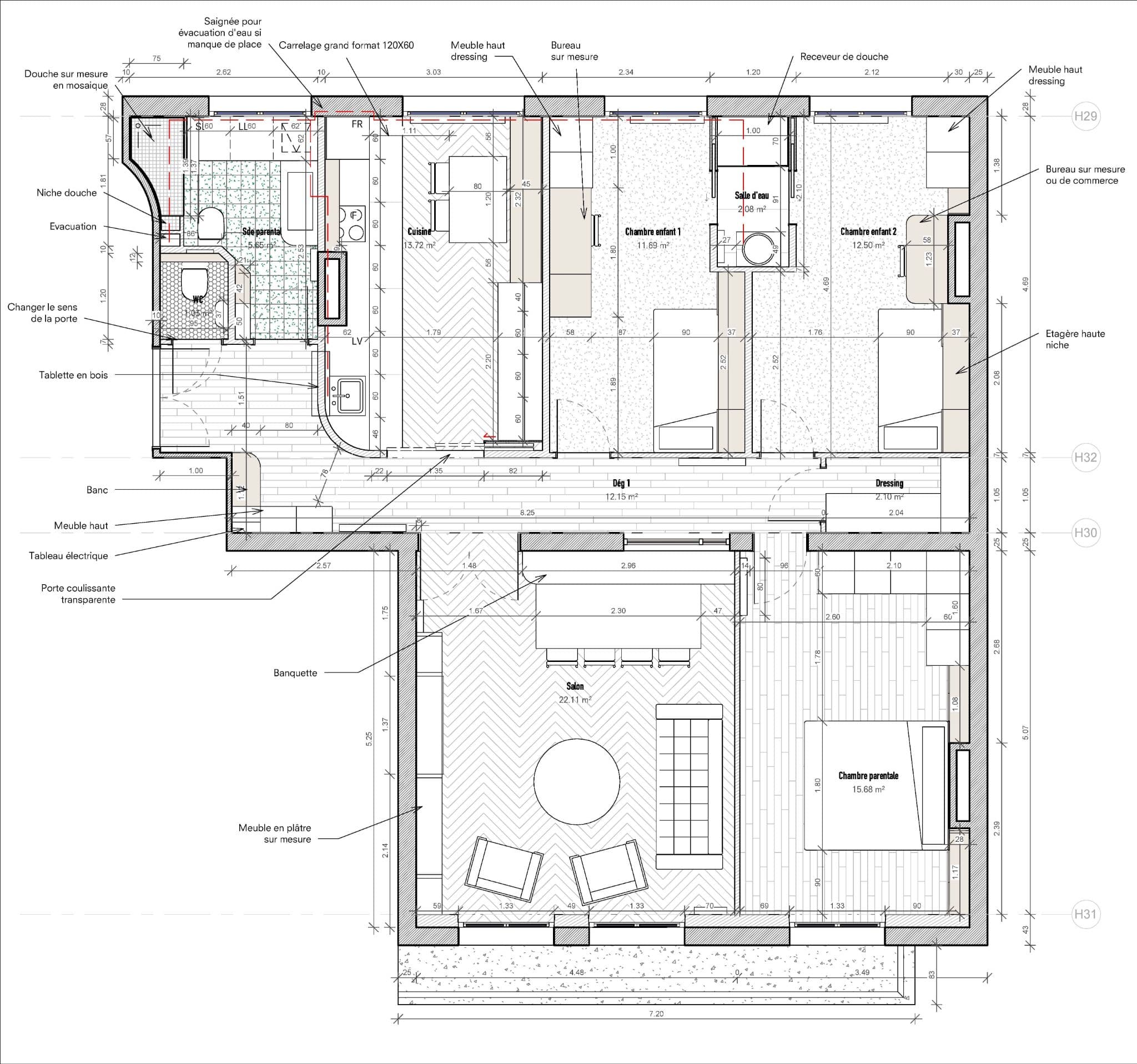 RÉNOVATION APPARTEMENT — Neuilly-sur-Seine — plans conception, vue 51